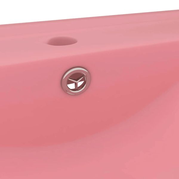Луксозна мивка с отвор за кран розов мат 60x46 см керамика