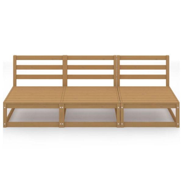 Градински 3-местен диван, меденокафяв, бор масив