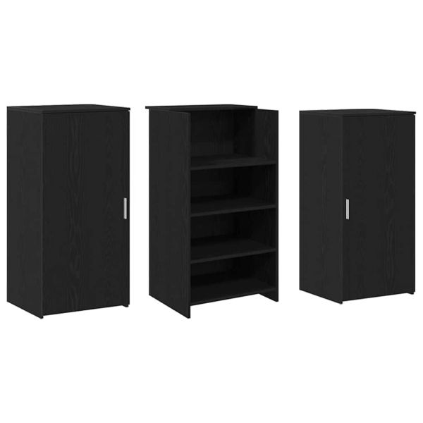 Приемно бюро, черно и дъб, 155x50x103,5см, инженерно дърво