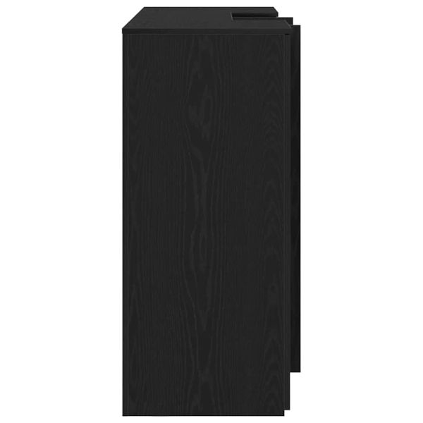 Приемно бюро, черно и дъб, 155x50x103,5см, инженерно дърво