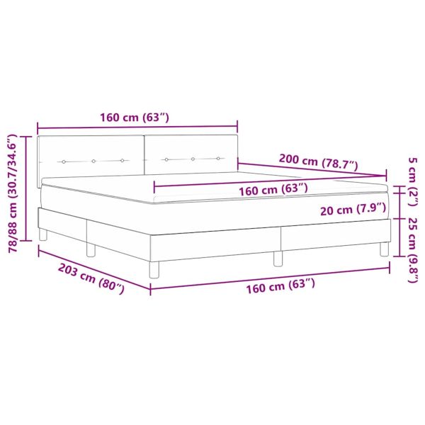 Легло с пружинирана основа с таблото Крем 160 x 200 cm текстил