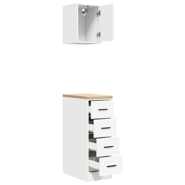 гаражни шкафове, 2 бр, бели, инженерно дърво