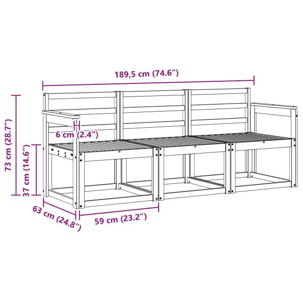 Комплект дивани за открито 3 pcs Естествен