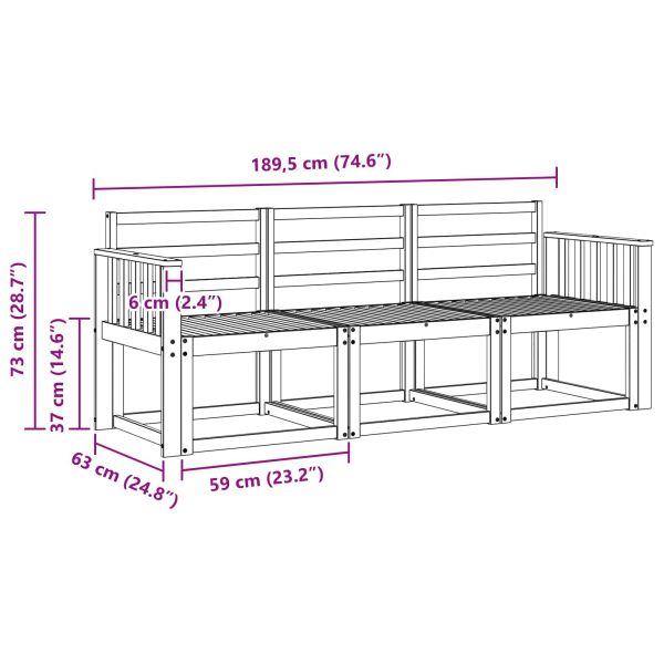 Комплект дивани за открито 3 pcs Естествен