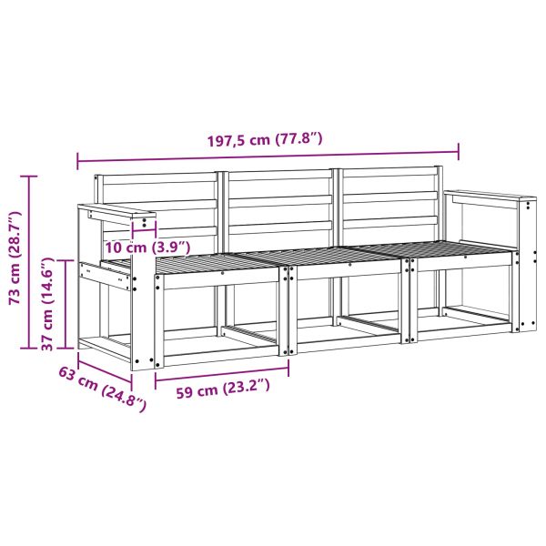 Комплект дивани за открито 3 pcs Естествен