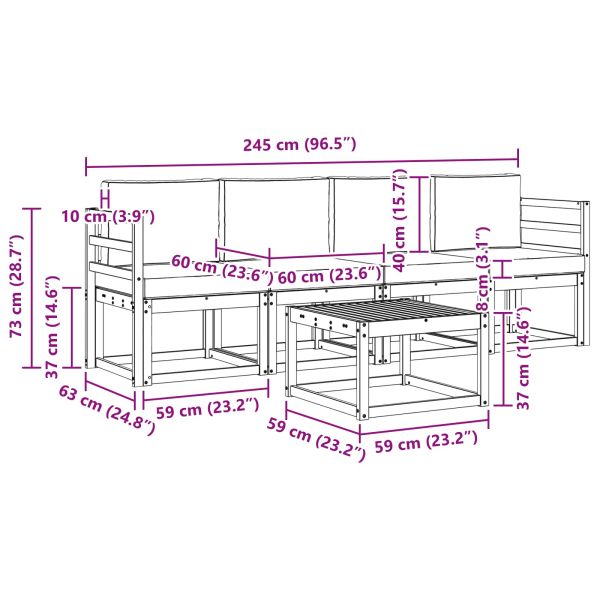 Комплект дивани за открито 5 pcs Натурален и Антрацит