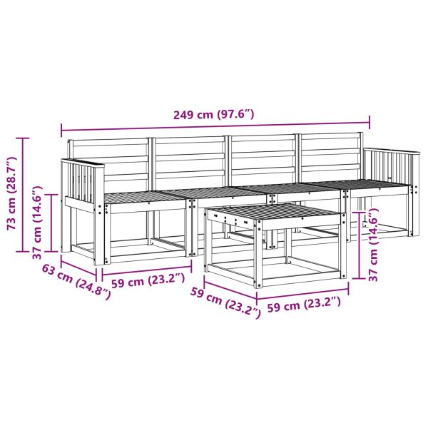 Комплект дивани за открито 5 pcs Естествен
