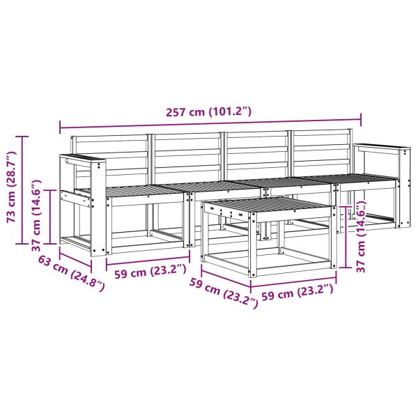 Комплект дивани за открито 5 pcs Естествен