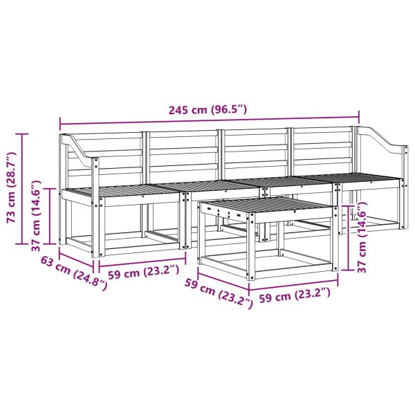 Комплект дивани за открито 5 pcs Естествен