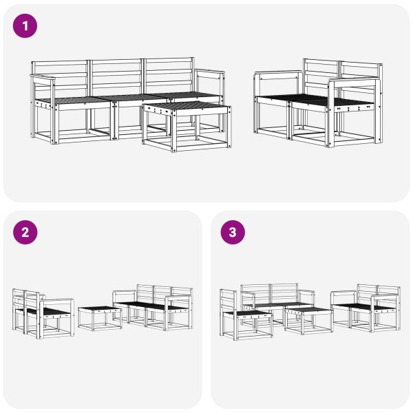 Комплект дивани за открито 6 pcs Естествен