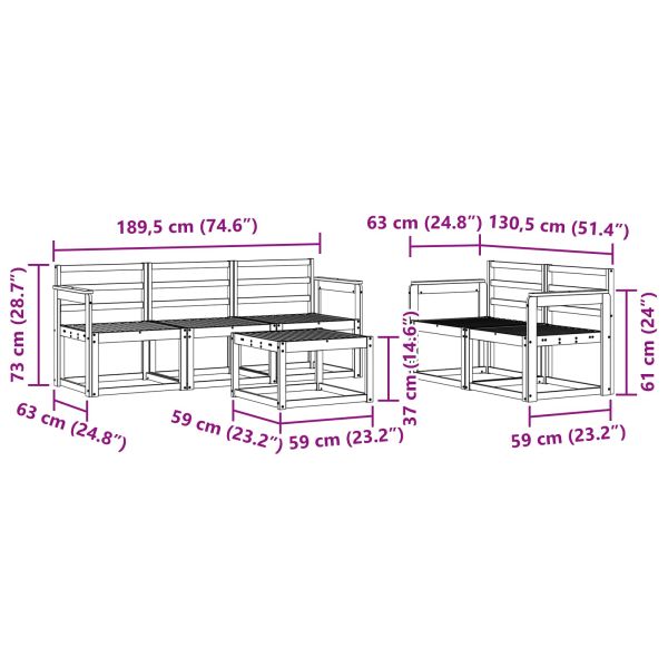 Комплект дивани за открито 6 pcs Естествен