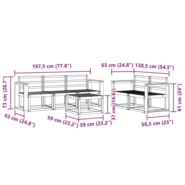 Комплект дивани за открито 6 pcs Естествен