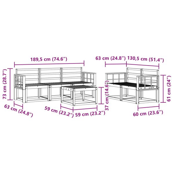 Комплект дивани за открито 6 pcs Естествен