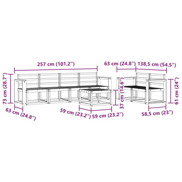 Комплект дивани за открито 7 pcs Естествен