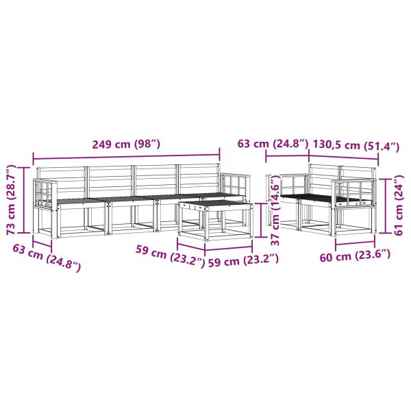 Комплект дивани за открито 7 pcs Естествен
