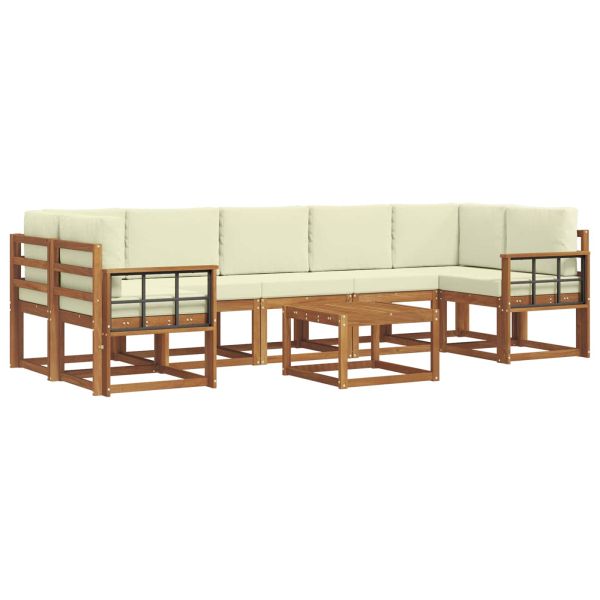 Комплект дивани за открито 8 pcs Натурален и Крема