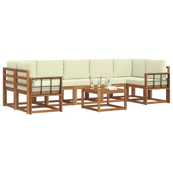 Комплект дивани за открито 8 pcs Натурален и Крема