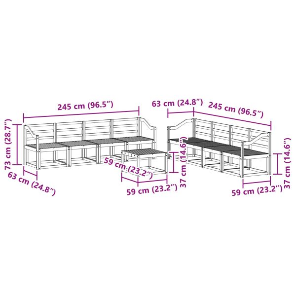 Комплект дивани за открито 9 pcs Естествен