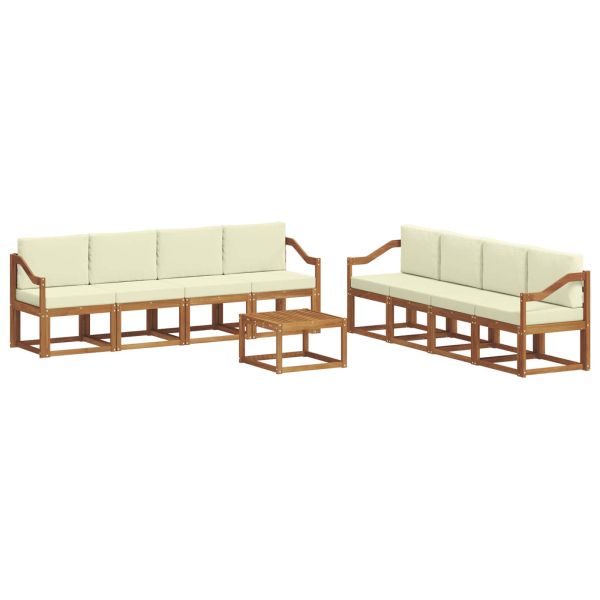 Комплект дивани за открито 9 pcs Натурален и Крема