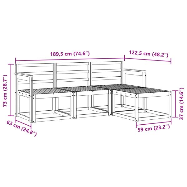 Комплект дивани за открито 4 pcs Естествен