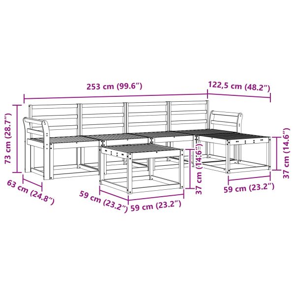 Комплект дивани за открито 6 pcs Естествен