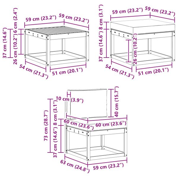 Комплект дивани за открито 6 pcs Натурален и Антрацит