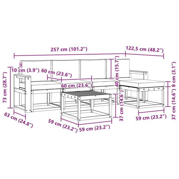 Комплект дивани за открито 6 pcs Натурален и Бежов