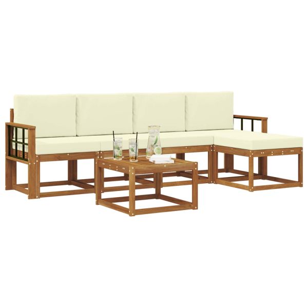 Комплект дивани за открито 6 pcs Натурален и Крема