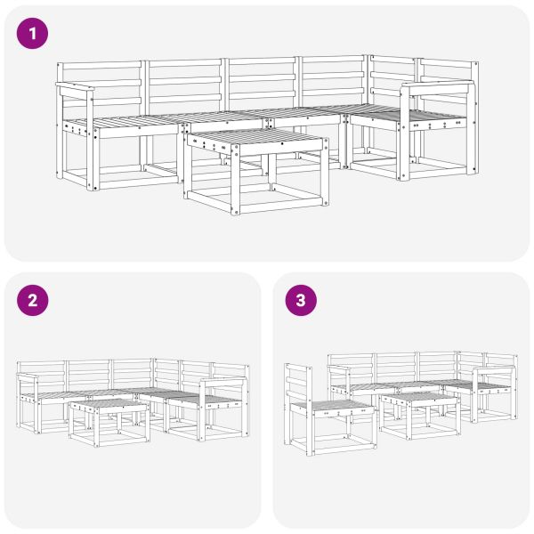 Комплект дивани за открито 6 pcs Естествен