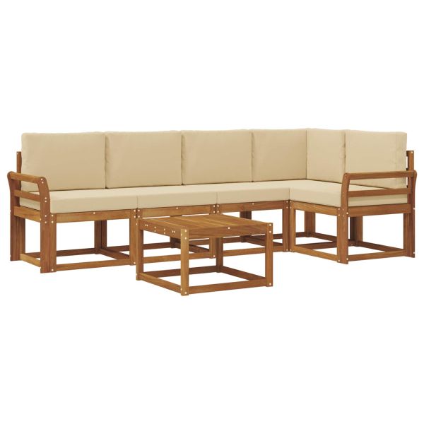 Комплект дивани за открито 6 pcs Натурален и Бежов