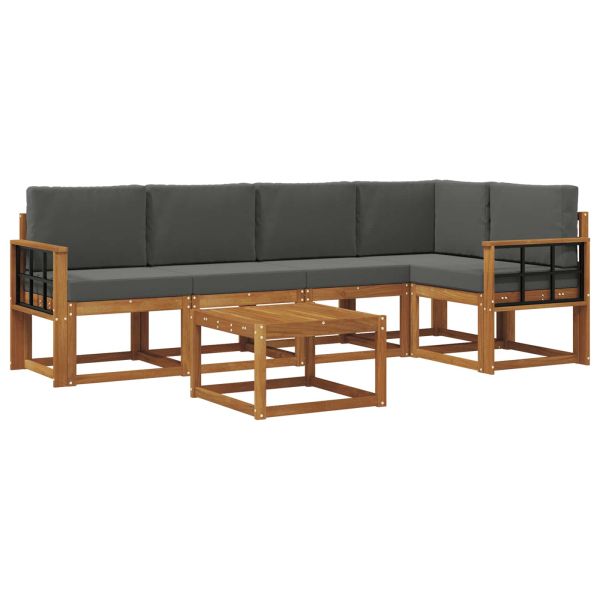 Комплект дивани за открито 6 pcs Натурален и Антрацит