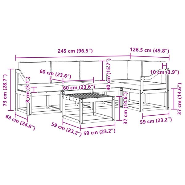Комплект дивани за открито 6 pcs Натурален и Крема