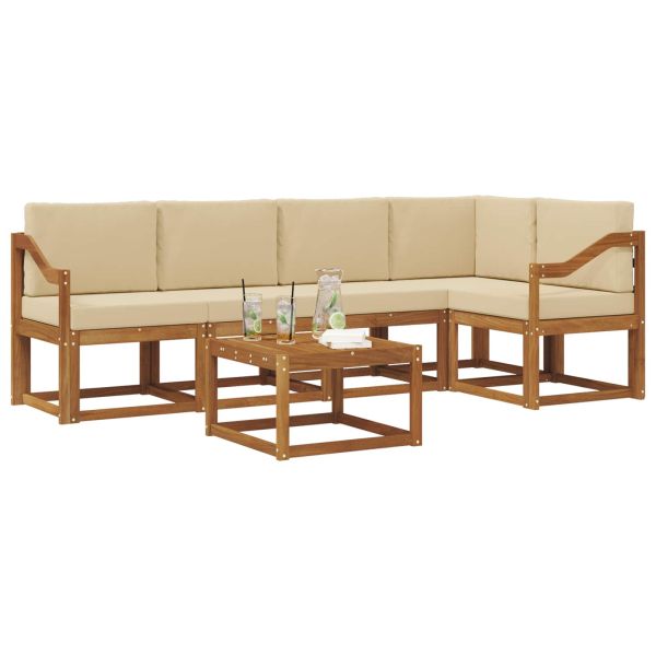 Комплект дивани за открито 6 pcs Натурален и Бежов