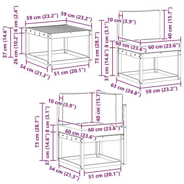 Комплект дивани за открито 6 pcs Натурален и Бежов