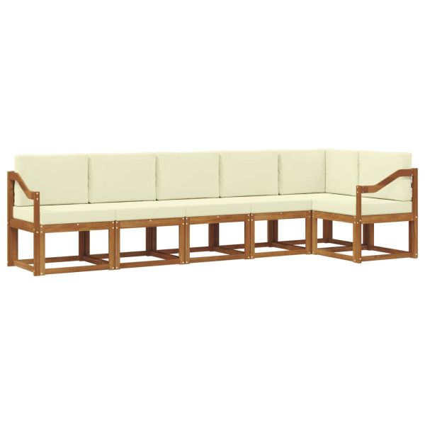Комплект дивани за открито 6 pcs Натурален и Крема