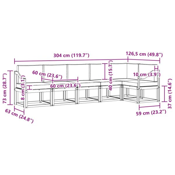 Комплект дивани за открито 6 pcs Натурален и Бежов