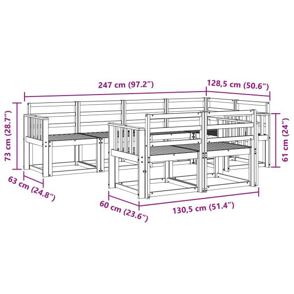 Комплект дивани за открито 7 pcs Естествен