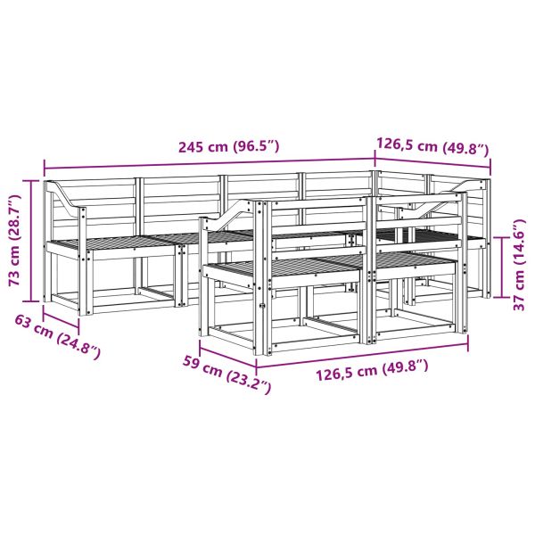 Комплект дивани за открито 7 pcs Естествен