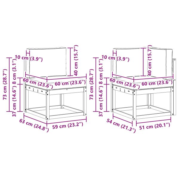 Комплект дивани за открито 8 pcs Натурален и Крема
