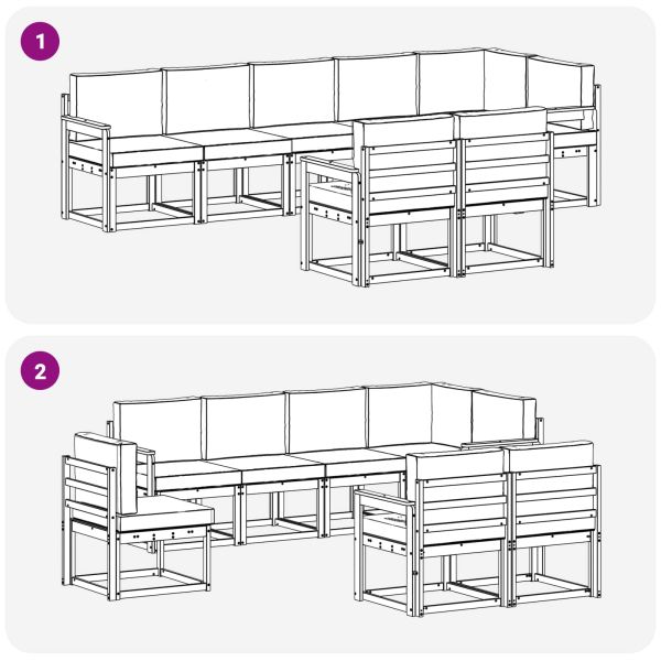 Комплект дивани за открито 8 pcs Натурален и Антрацит