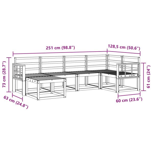 Комплект дивани за открито 6 pcs Естествен