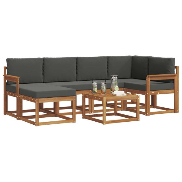 Комплект дивани за открито 7 pcs Натурален и Антрацит