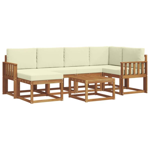 Комплект дивани за открито 7 pcs Натурален и Крема