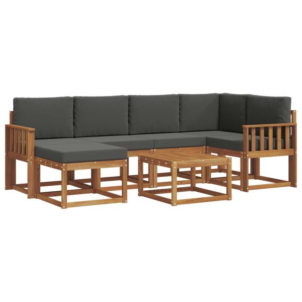 Комплект дивани за открито 7 pcs Натурален и Антрацит
