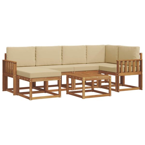 Комплект дивани за открито 7 pcs Натурален и Бежов
