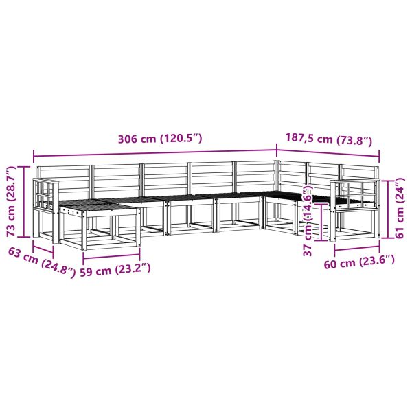 Комплект дивани за открито 8 pcs Естествен