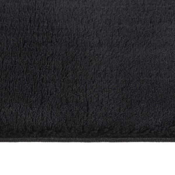 Миещ се килим мек къс косъм 160x230 см противоплъзгащ черен