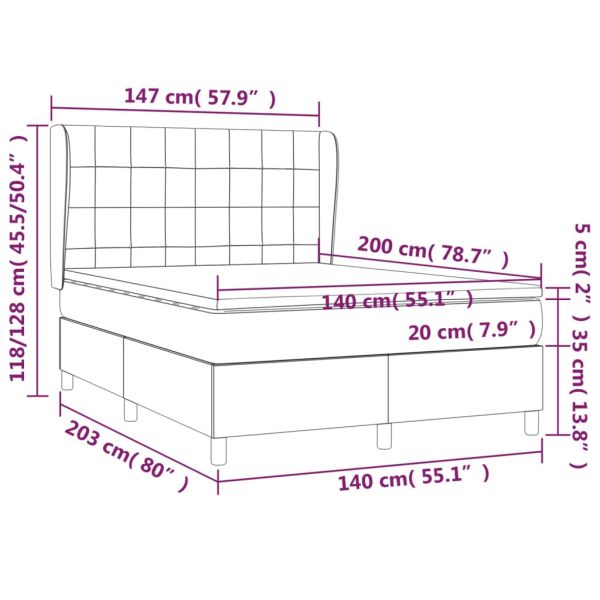 Боксспринг легло с матрак, таупе, 140x200 см, плат