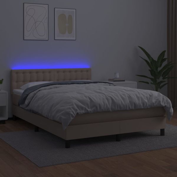Боксспринг легло с матрак LED капучино 140x200 см