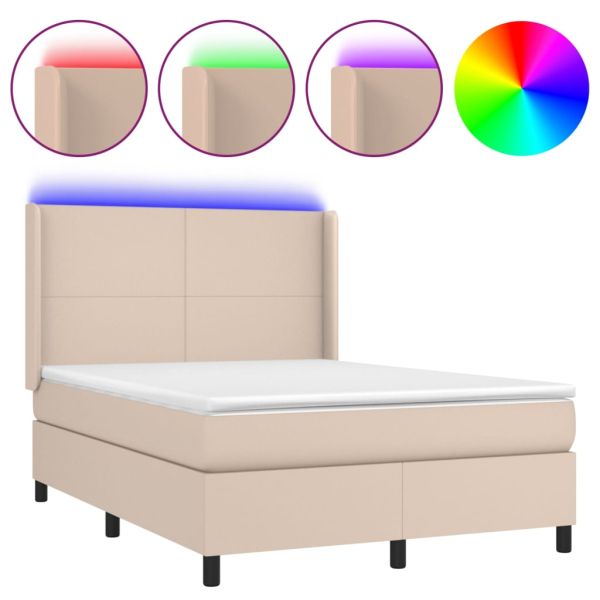 Боксспринг легло с матрак LED капучино 140x200 см